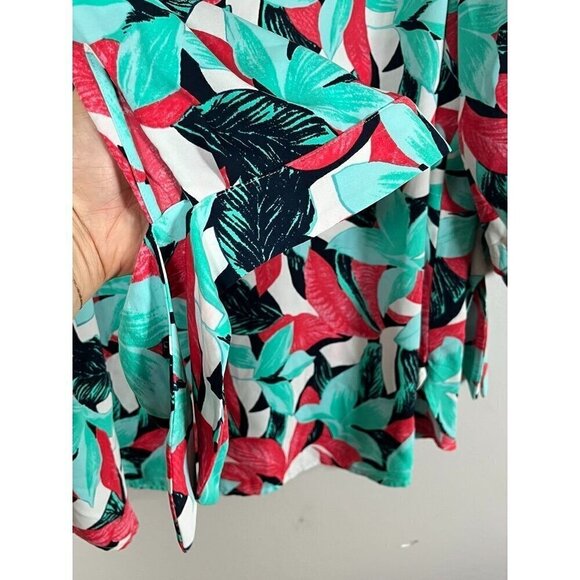 Talbots Floral Top 2X Green Tropical Coastal Resort Preppy Classic Colorful 80s - Picture 3 of 12
